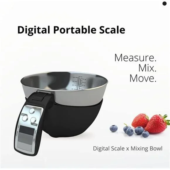 Digital Kitchen Food Scale with Bowl (Removable) and Measuring Cup